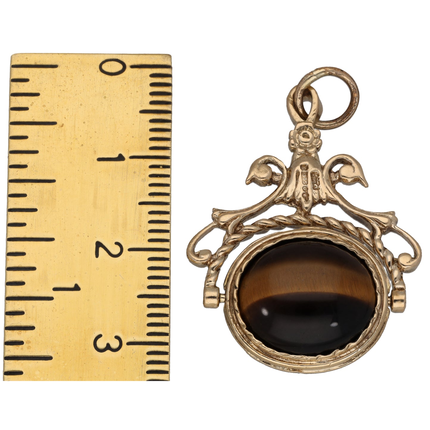 9ct Gold Tiger's Eye Fob Pendant