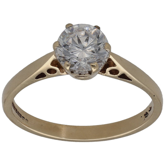 9ct Gold Cubic Zirconia Single Stone Ring Size M