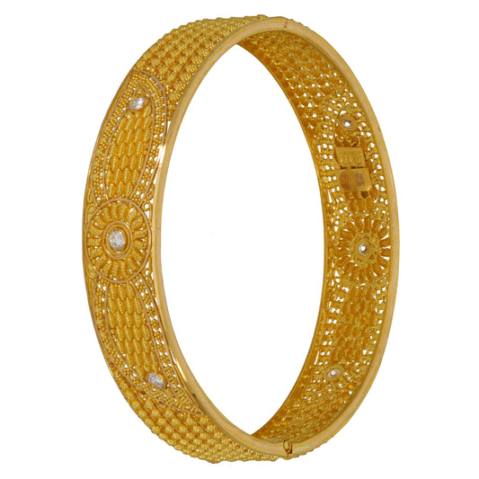 22ct Gold Cubic Zirconia Hinged/Clasp Bangle