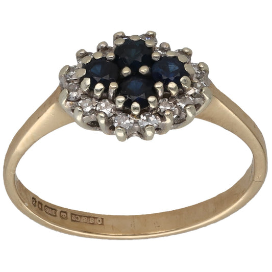 9ct Gold Sapphire & 0.16ct Diamond Dress/Cocktail Ring Size L