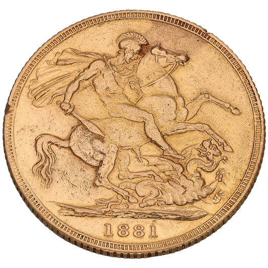 22ct Gold Queen Victoria Full Sovereign Coin 1881