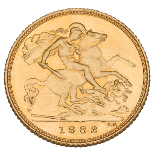 22ct Gold Queen Elizabeth II Half Sovereign Coin 1982