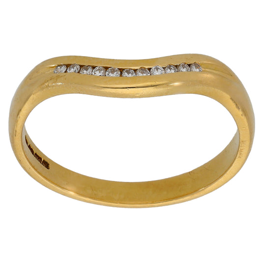 18ct Gold 0.055ct Diamond Wishbone Ring Size O
