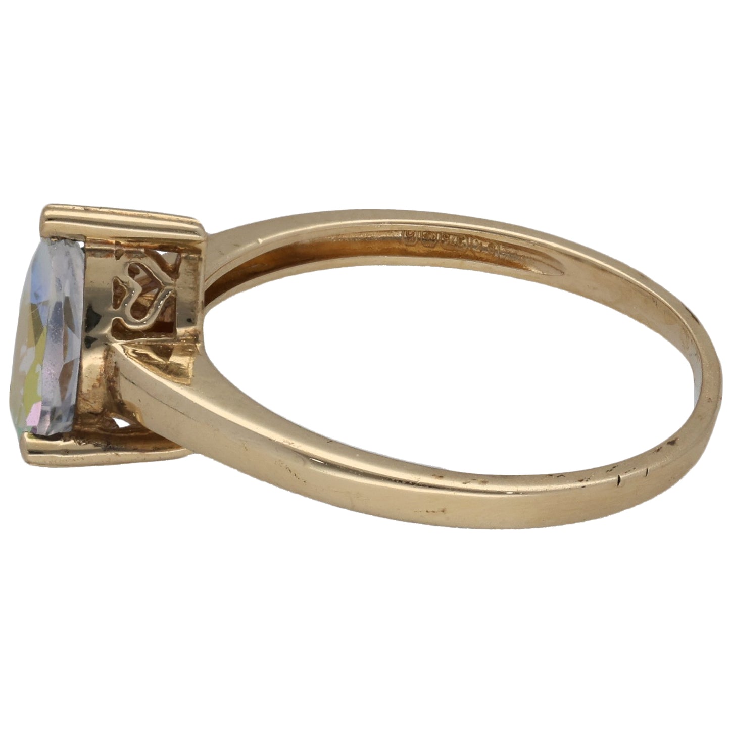 9ct Gold Coated Topaz Single Stone Ring Size N