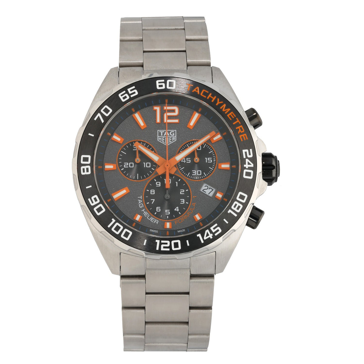 Tag Heuer Formula 1 CAZ101AH, grey dial with orange hour markers in 43mm stainless steel case