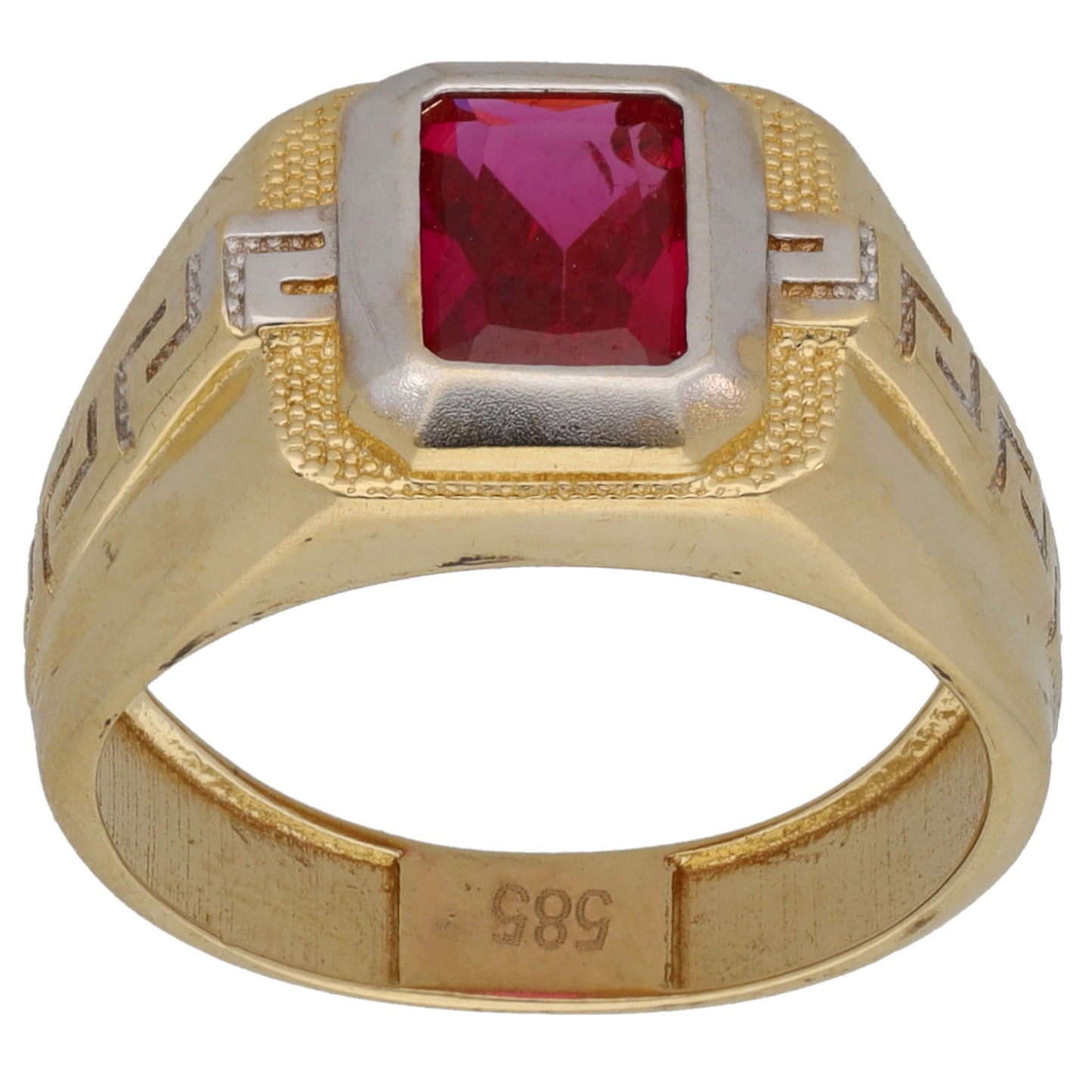 14ct Bicolour Gold Imitation Patterned Signet Ring Size L