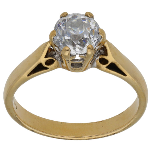 9ct Gold Cubic Zirconia Single Stone Ring Size N