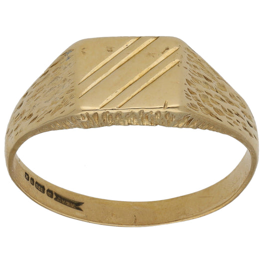 9ct Gold Patterned Signet Ring Size S