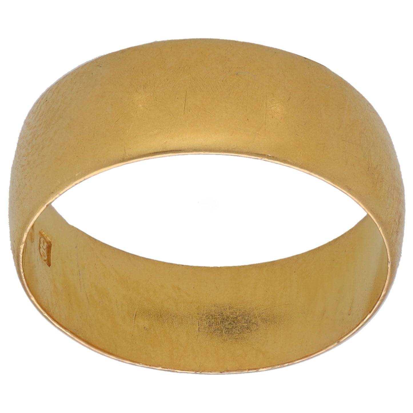 22ct Plain gold wedding band ring, smooth exterior and open inner circle