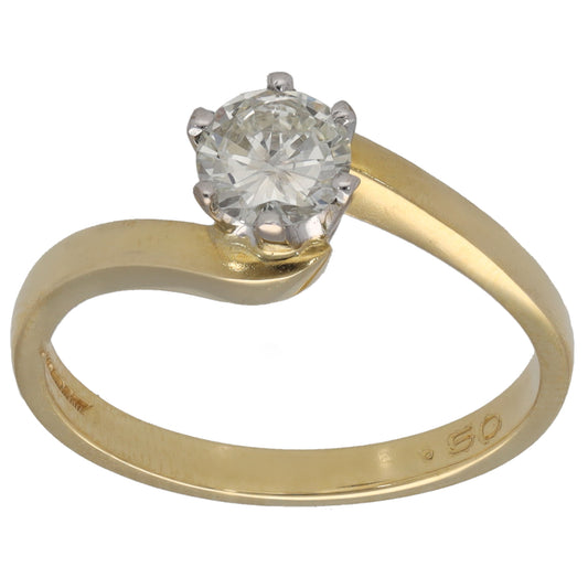 18ct Gold 0.50ct Diamond Solitaire Ring Size O
