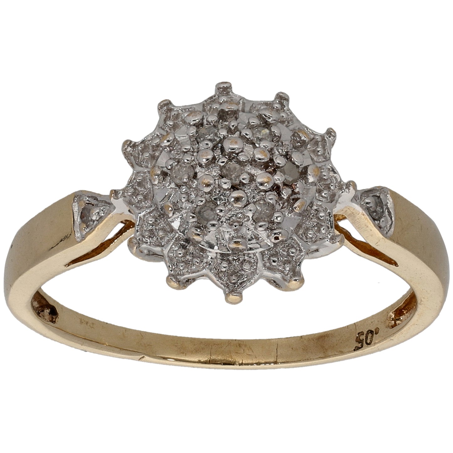 9ct Gold 0.05ct Diamond Cluster Ring Size P