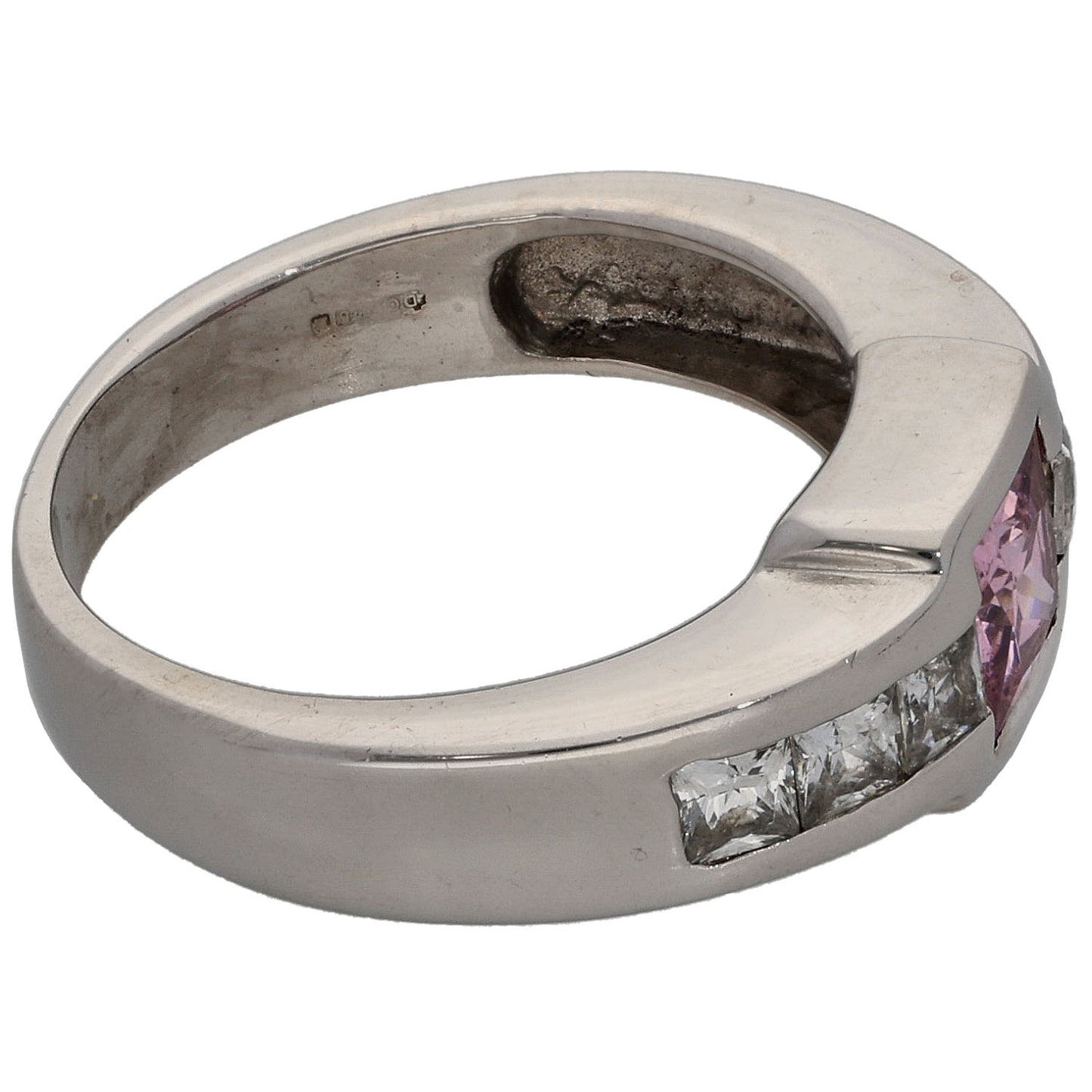 9ct White Gold Cubic Zirconia Single Stone Ring With Accents Size K