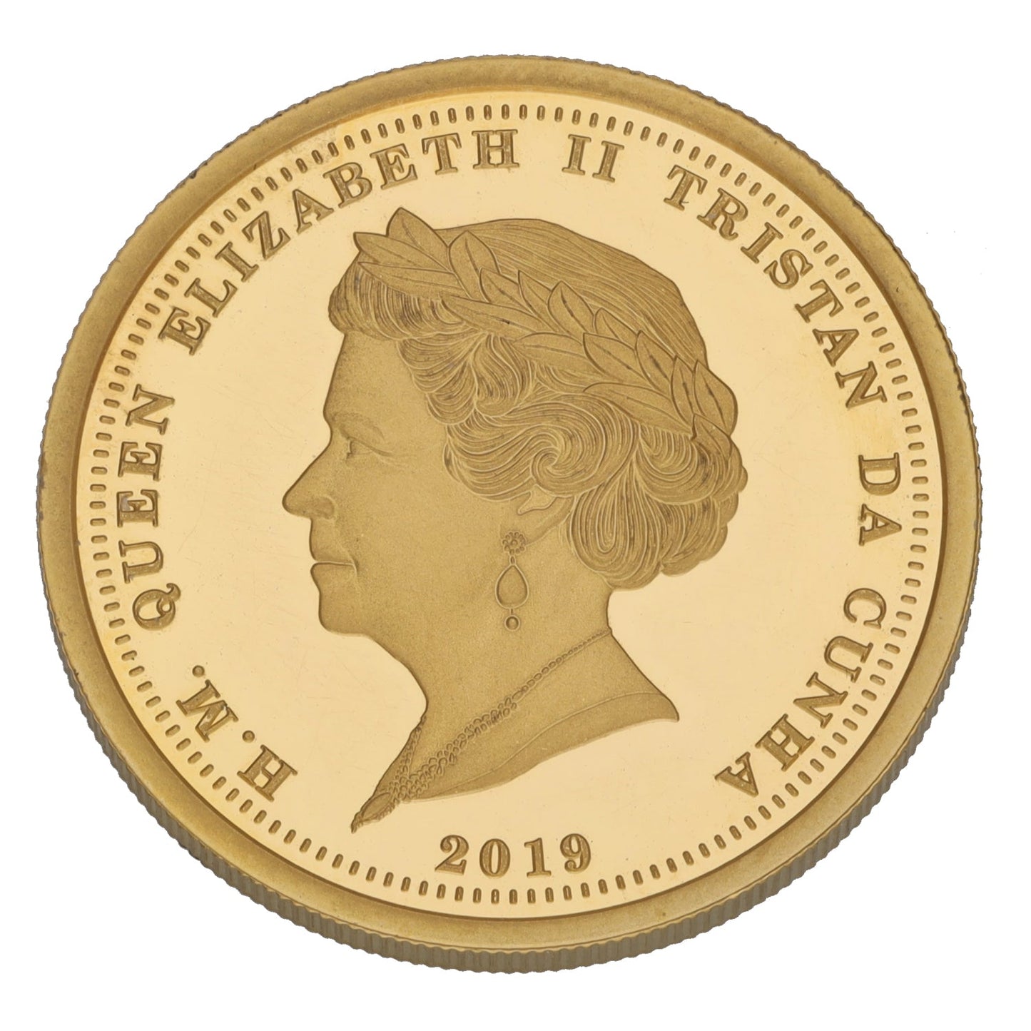 22ct Gold Queen II Tristan Da Cunha One Laurel Coin 2019