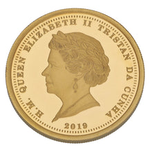 Load image into Gallery viewer, 22ct Gold Queen II Tristan Da Cunha One Laurel Coin 2019
