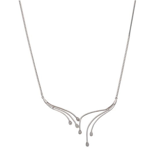 9ct White Gold 0.03ct Diamond Fancy Necklace 16"