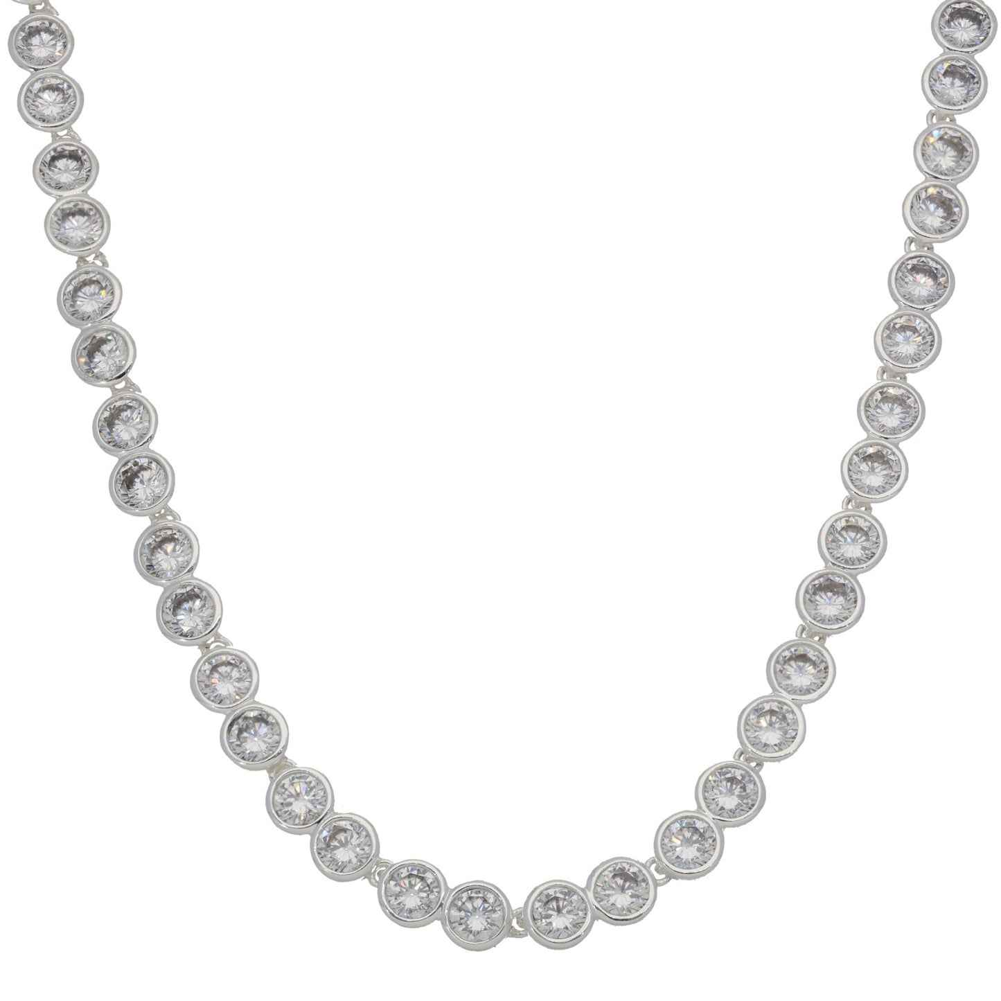 Sterling Silver Cubic Zirconia Fancy Necklace 16"
