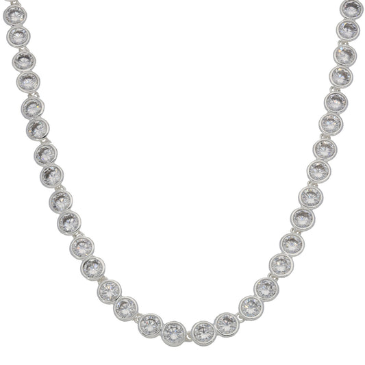 Sterling Silver Cubic Zirconia Fancy Necklace 16"