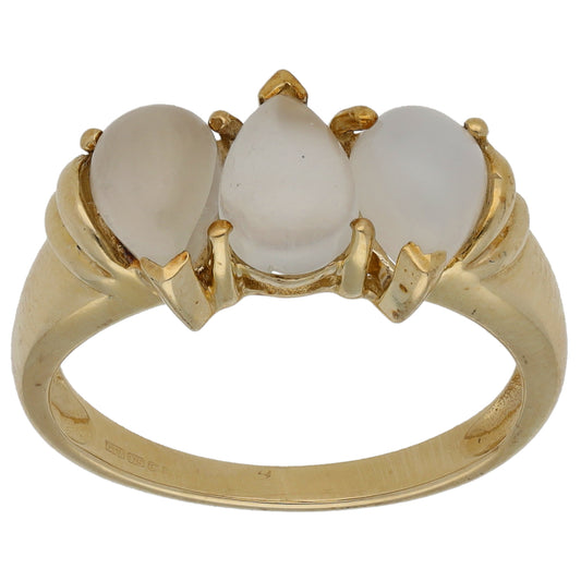 9ct Gold Feldspar Three Stone Ring Size N