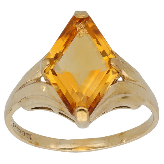 9ct Gold Citrine Single Stone Ring Size P