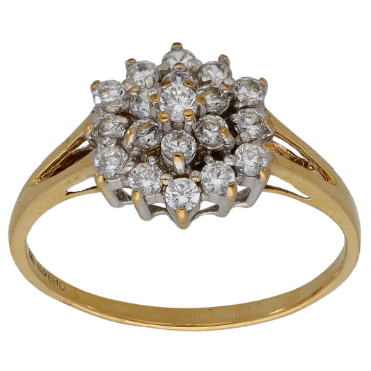 9ct Gold Cubic Zirconia Cluster Ring Size S