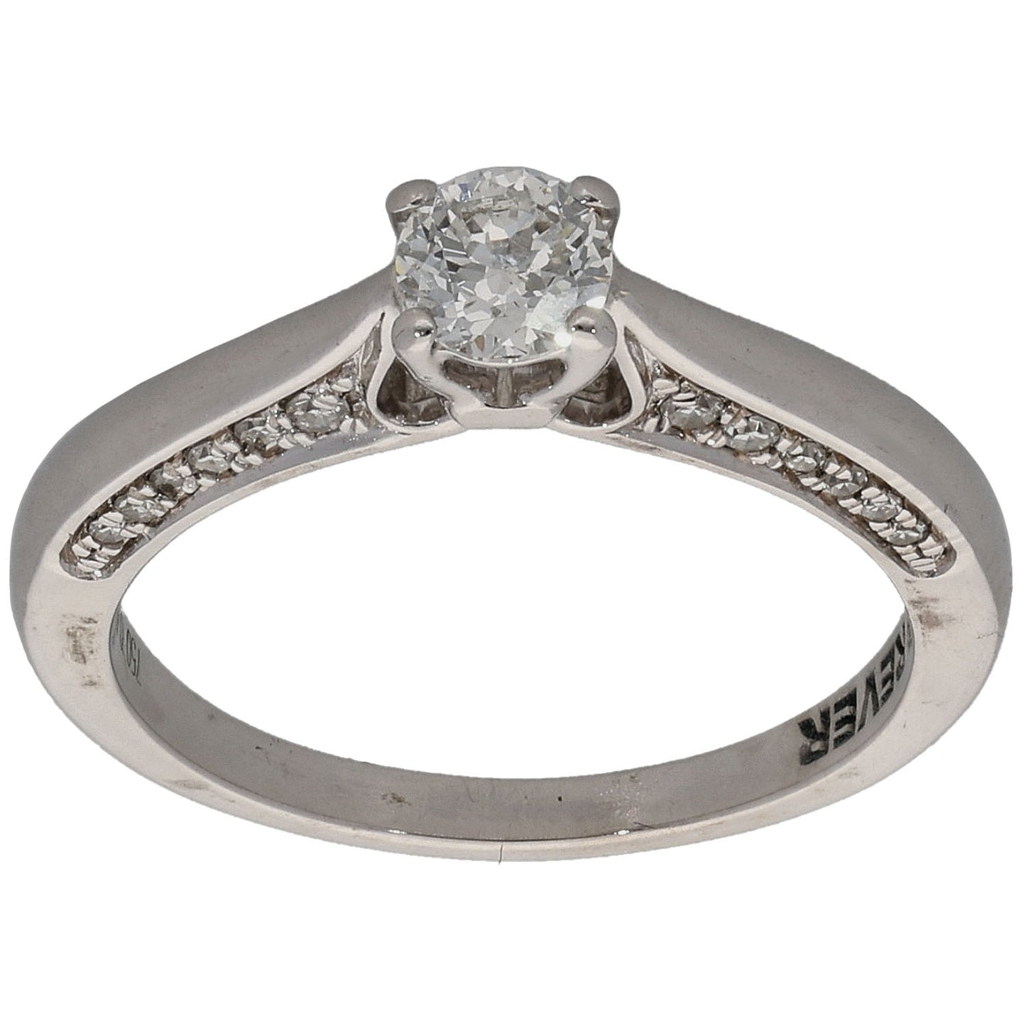 18ct White Gold 0.40ct Diamond Solitaire Ring With Accent Stones Size K