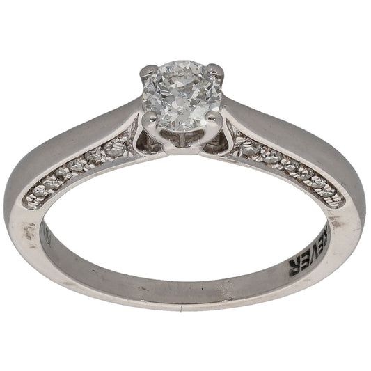 18ct White Gold 0.40ct Diamond Solitaire Ring With Accent Stones Size K