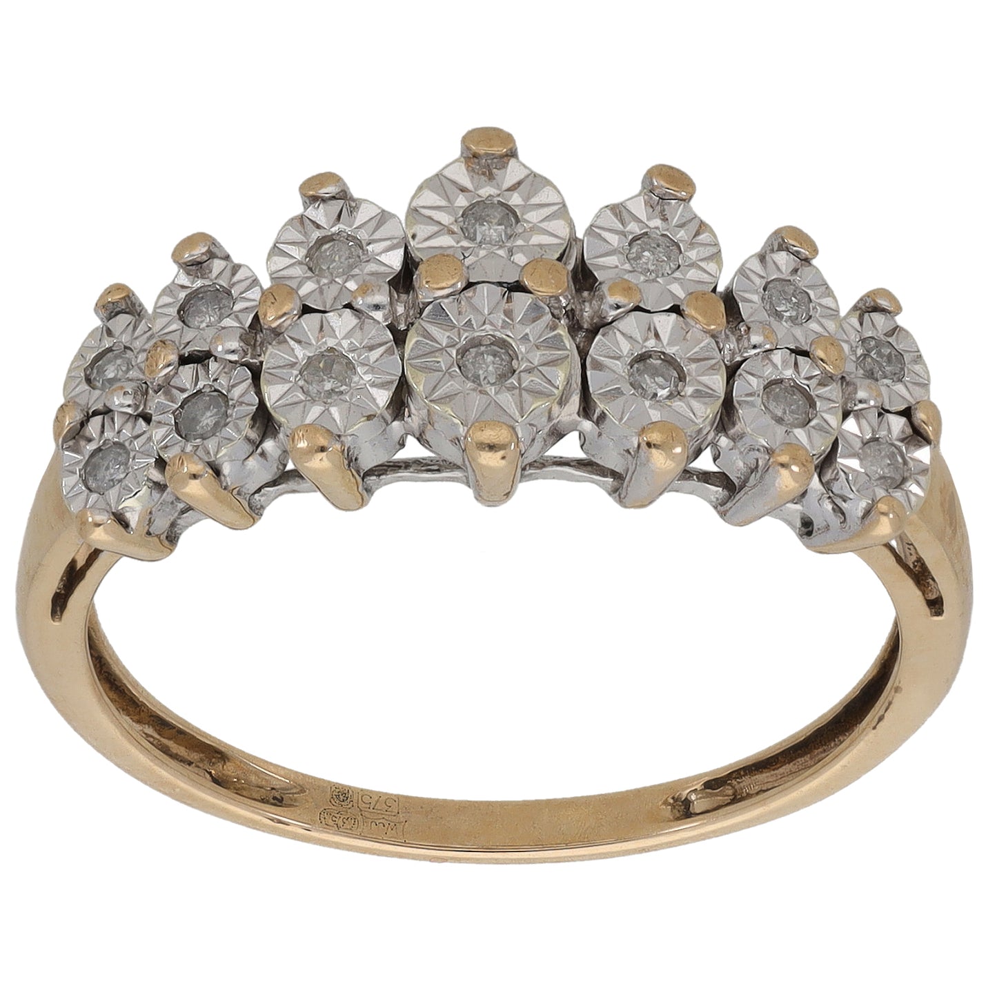 9ct Gold 0.07ct Diamond Dress/Cocktail Ring Size N