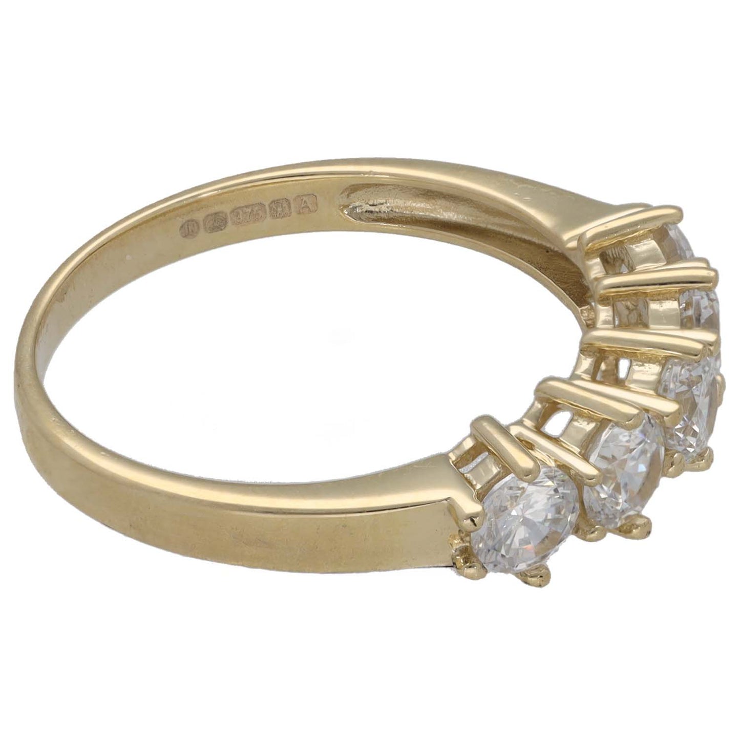 9ct Gold Cubic Zirconia Half Eternity Ring Size Q