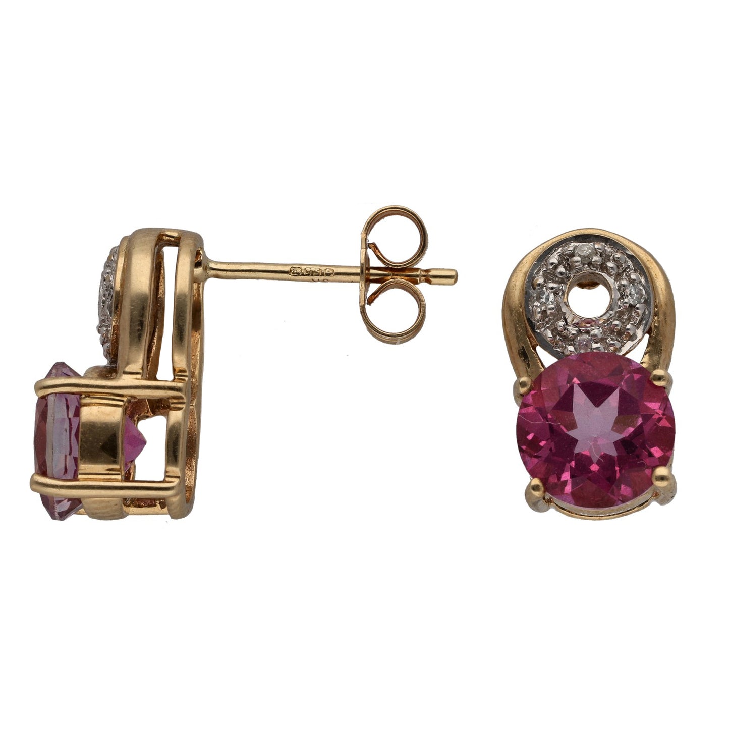9ct Gold Coated Topaz & 0.04ct Diamond Dress/Cocktail Earrings