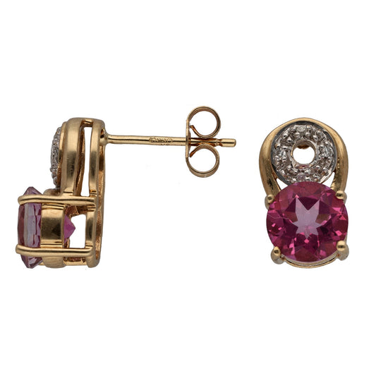 9ct Gold Coated Topaz & 0.04ct Diamond Dress/Cocktail Earrings