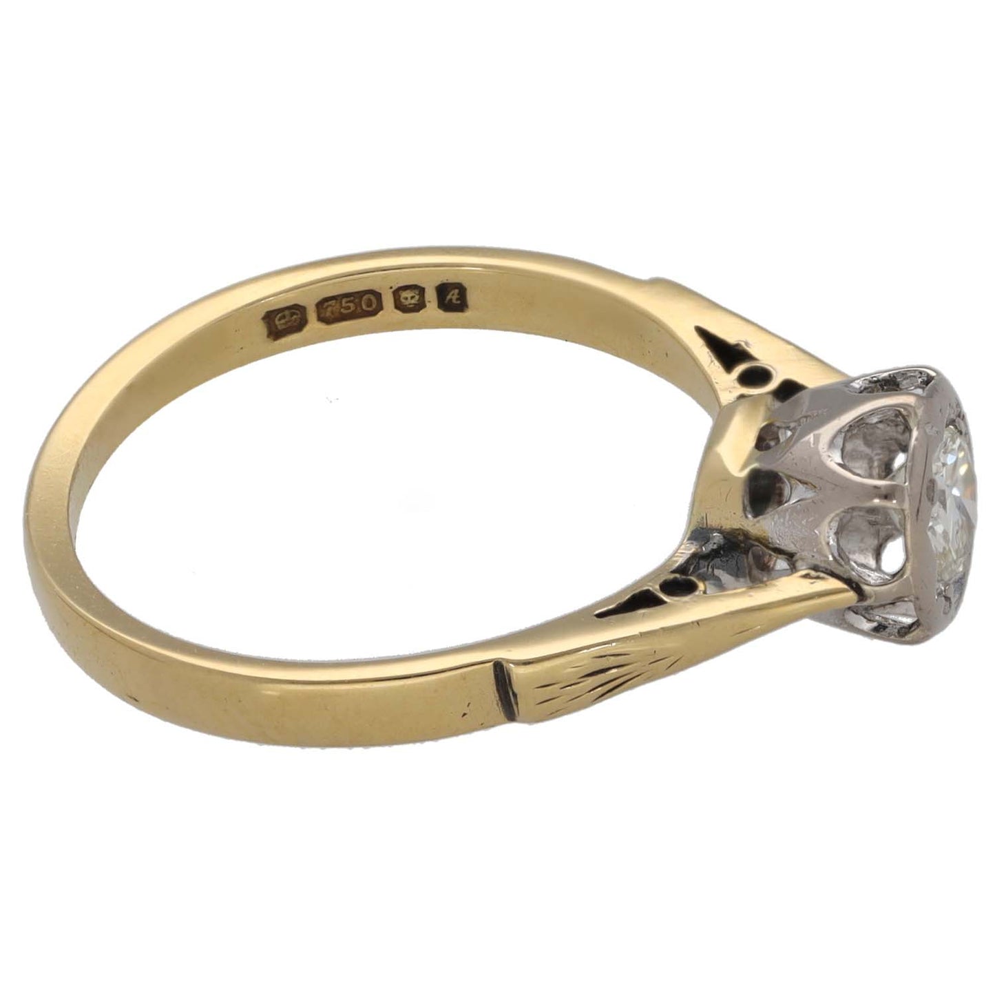 18ct Gold 0.33ct Diamond Solitaire Ring Size L