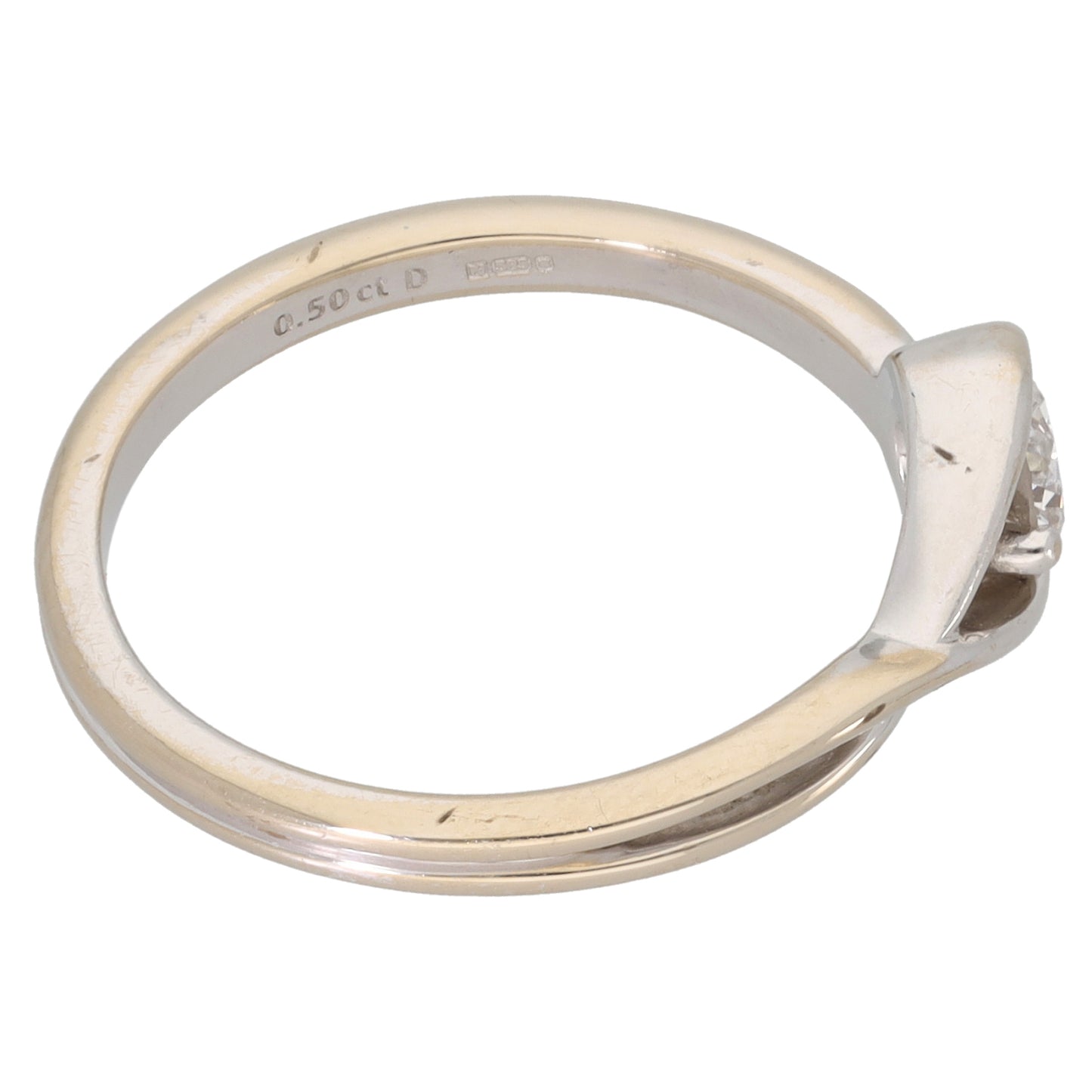 14ct White Gold 0.50ct Laboratory-Grown Diamond Solitaire Pandora Ring Size O