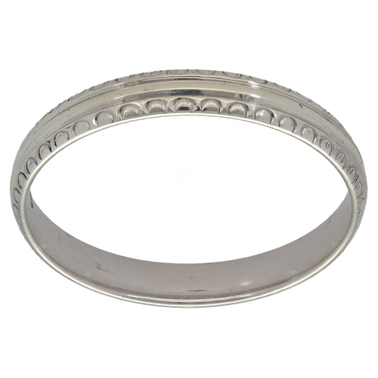 9ct White Gold Patterned Wedding Ring Size P
