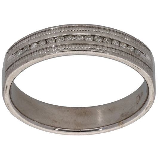 18ct White Gold 0.075ct Diamond Half Eternity Ring Size L