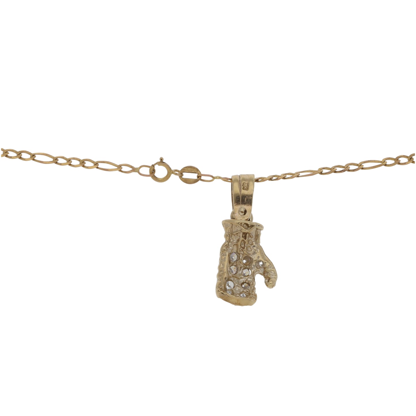 9ct Gold Cubic Zirconia Boxing Glove Pendant With Chain