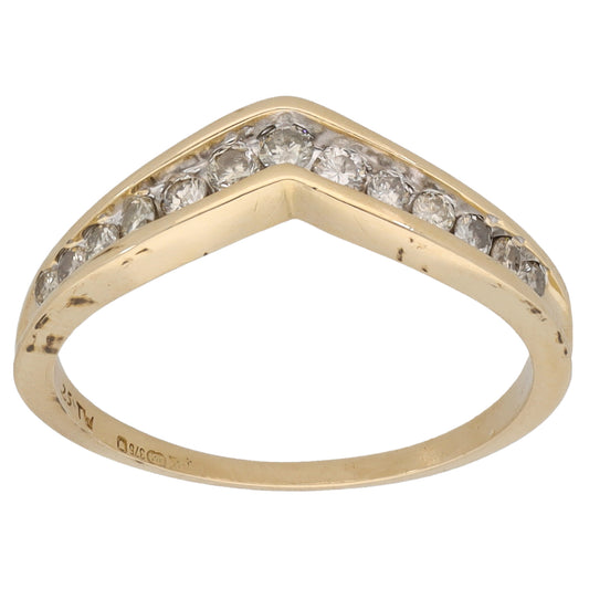 9ct Gold 0.25ct Diamond Wishbone Ring Size L