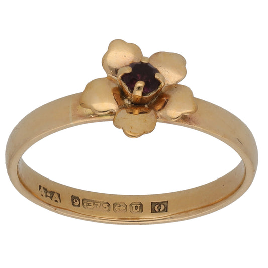 9ct Gold Imitation Gem Single Stone Ring Size P