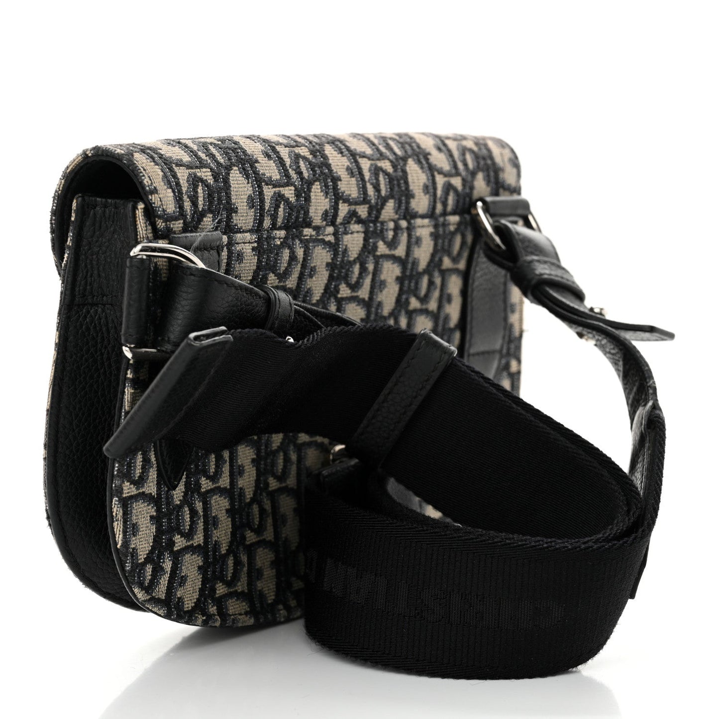 Christian Dior Saddle Messenger Oblique Canvas Bag - Beige & Black