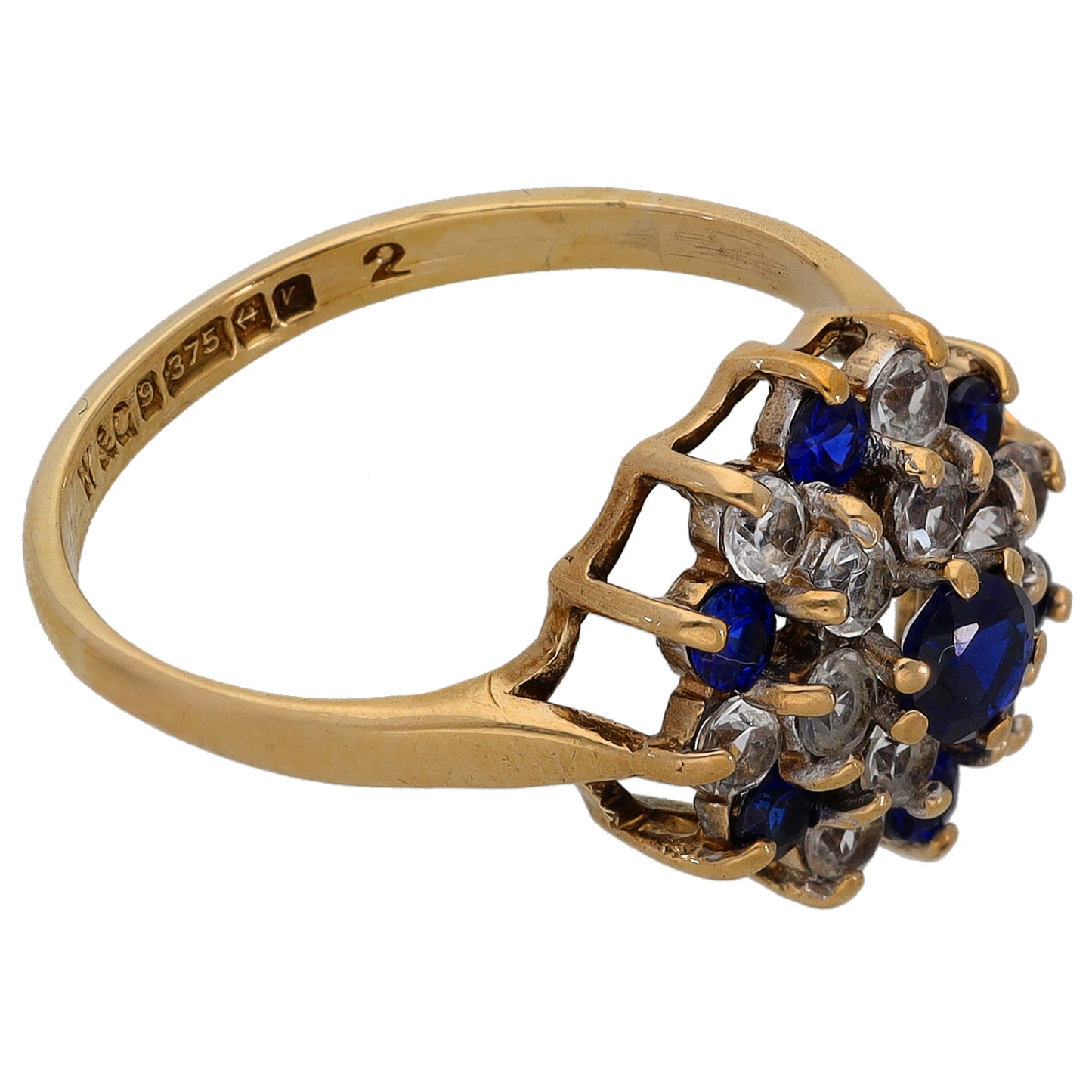9ct Gold Imitation Gems Dress/Cocktail Ring Size L