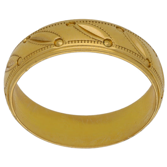 18ct Gold Patterned Wedding Ring Size T