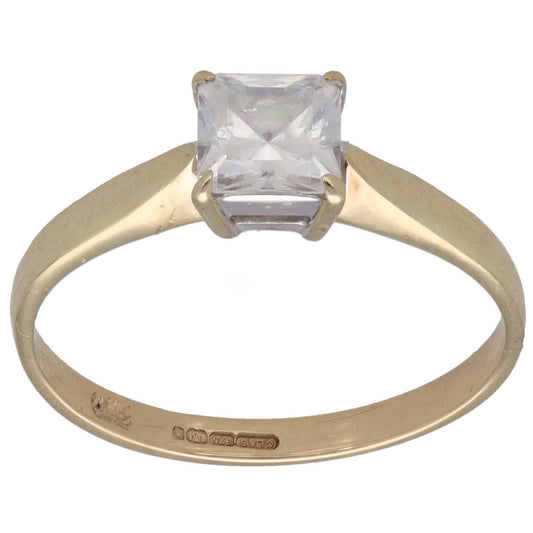 9ct Gold Cubic Zirconia Single Stone Ring Size L