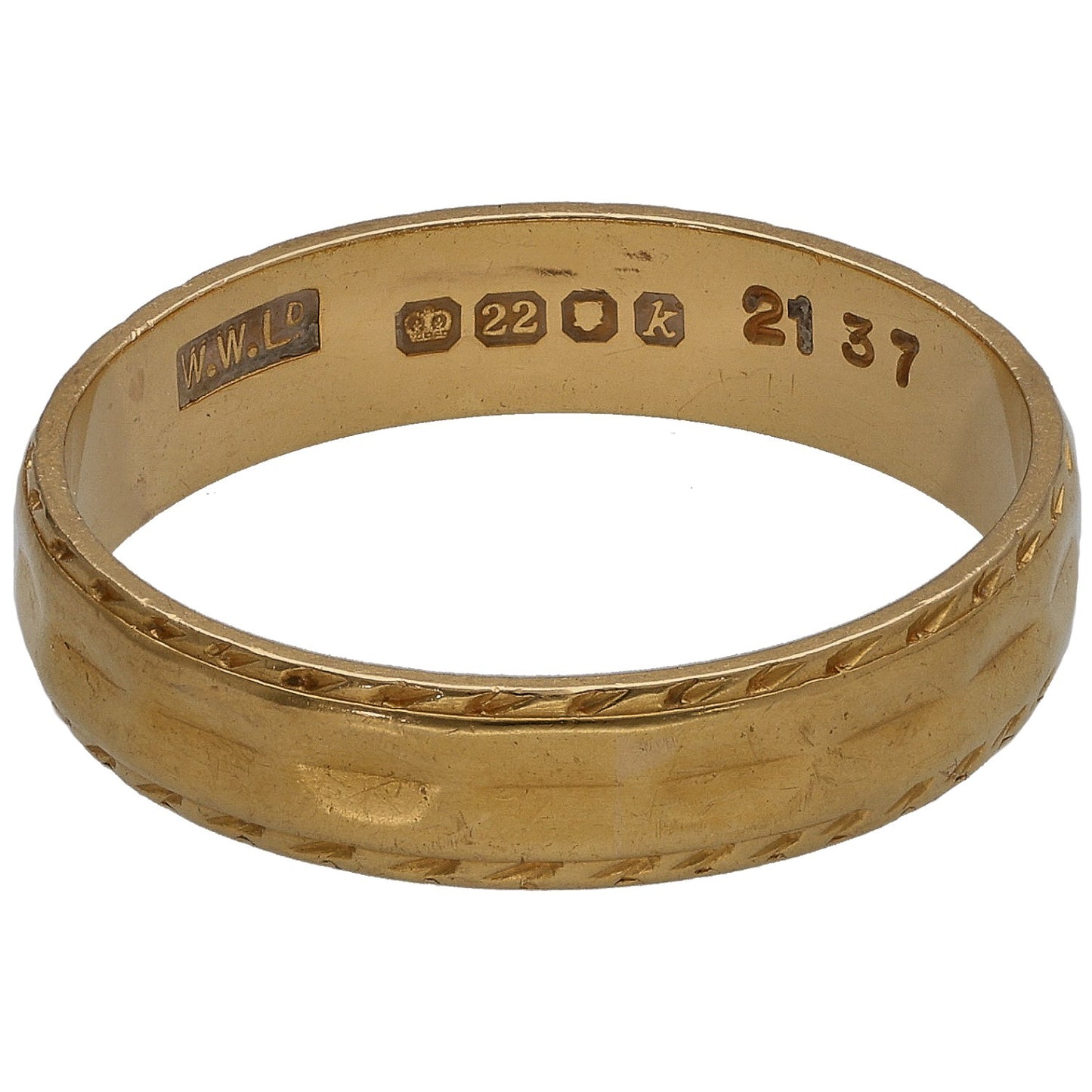 22ct Gold Patterned Wedding Ring Size Q