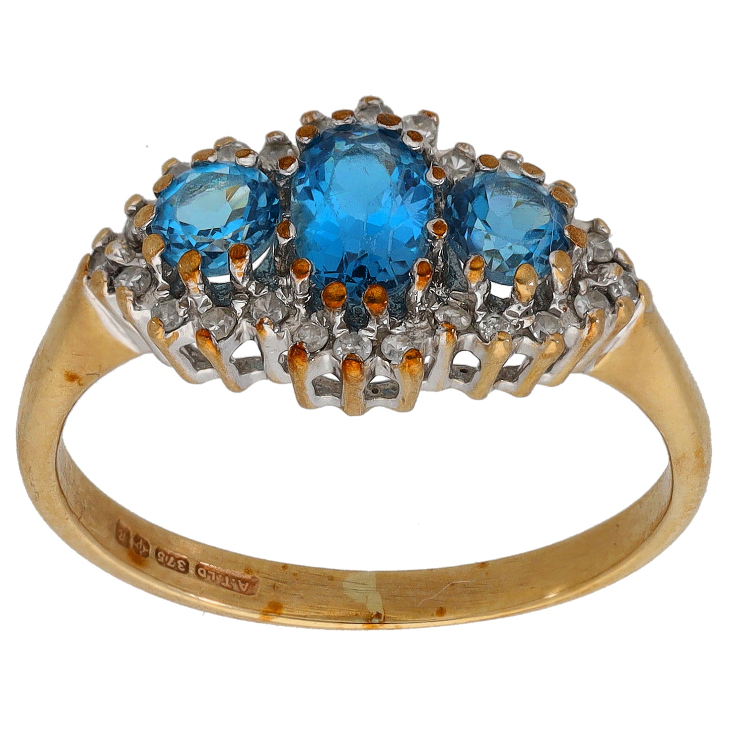 9ct Gold Topaz & 0.13ct Diamond Dress/Cocktail Ring Size N