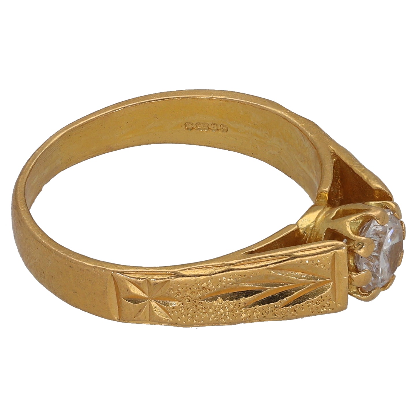 22ct Gold Cubic Zirconia Single Stone Ring Size O