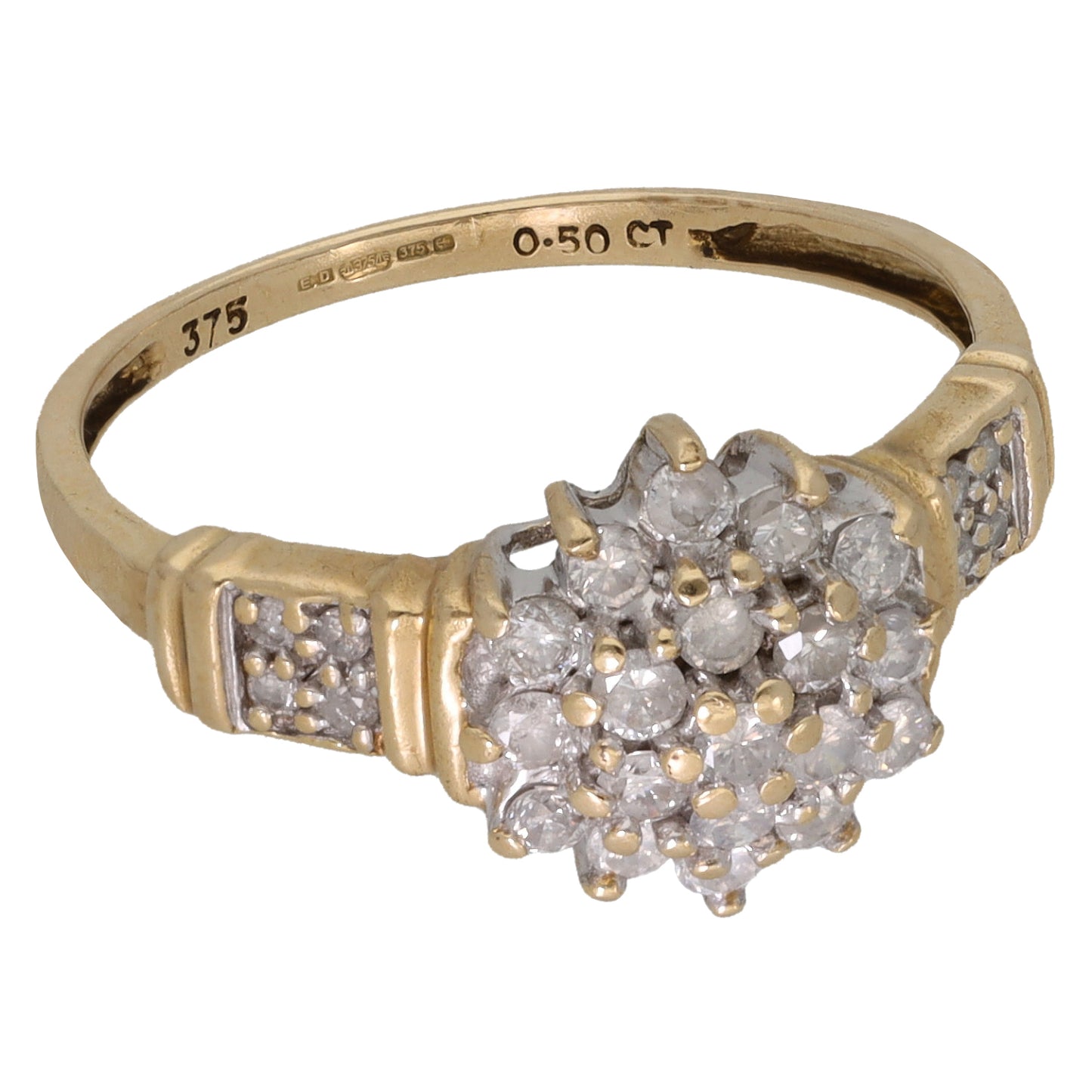 9ct Gold 0.50ct Diamond Cluster Ring Size M
