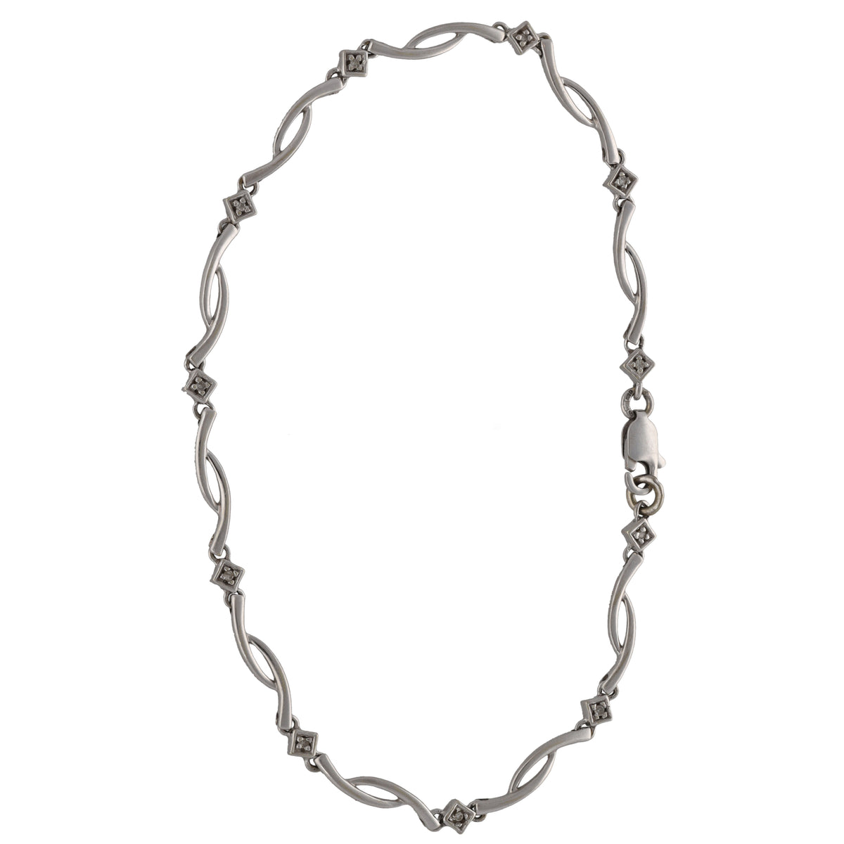 9ct White Gold 0.055ct Diamond Fancy Stone Set Bracelet