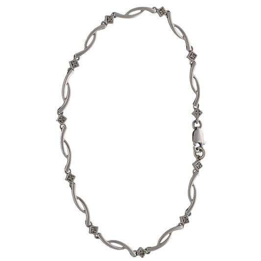 9ct White Gold 0.055ct Diamond Fancy Stone Set Bracelet