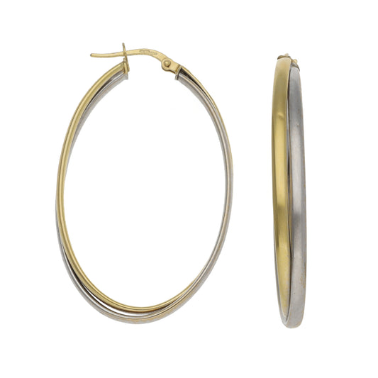 9ct Bicolour Gold Creole Earrings