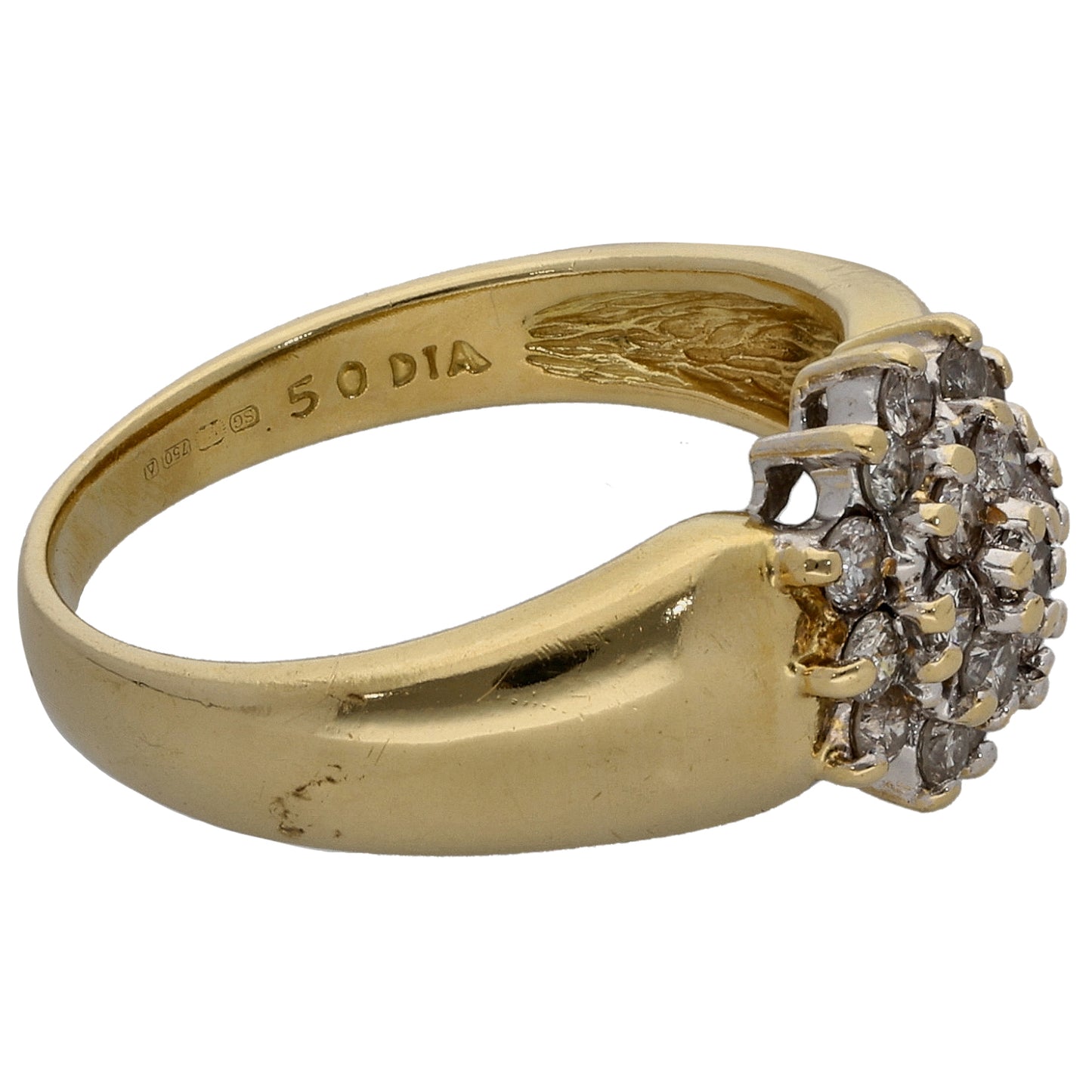 18ct Gold 0.50ct Diamond Cluster Ring Size L