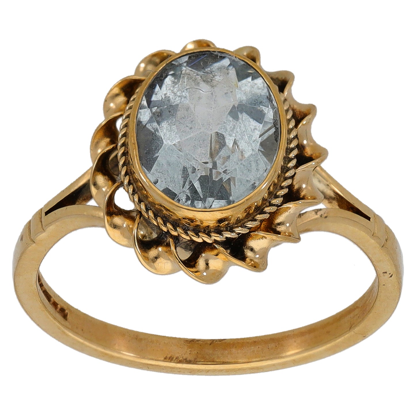 9ct Gold Aquamarine Single Stone Ring Size M